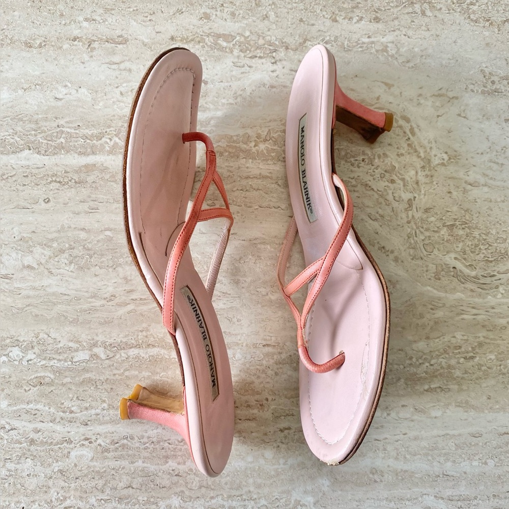 Vintage Manolo Blahnik Thong Sandal Heels - Picture 6 of 10